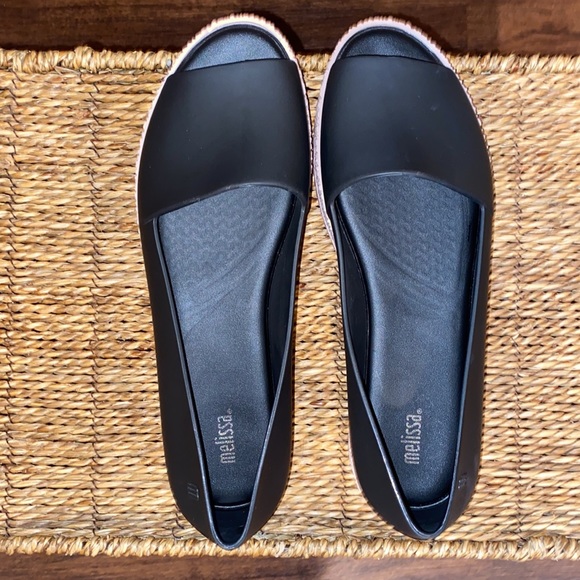 Melissa Puzzle Peep-Toe Flats-Black/Blush Pink- Women’s Size 9 - Picture 9 of 12